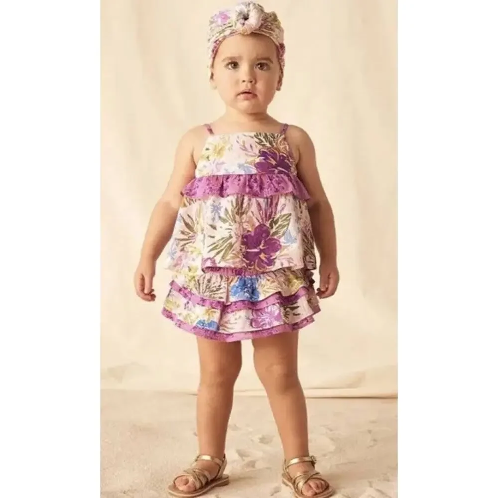 Matilda Jane Enchanted Garden Hibiscus Tank Bloomer Set Sz 2 Tropical Floral
